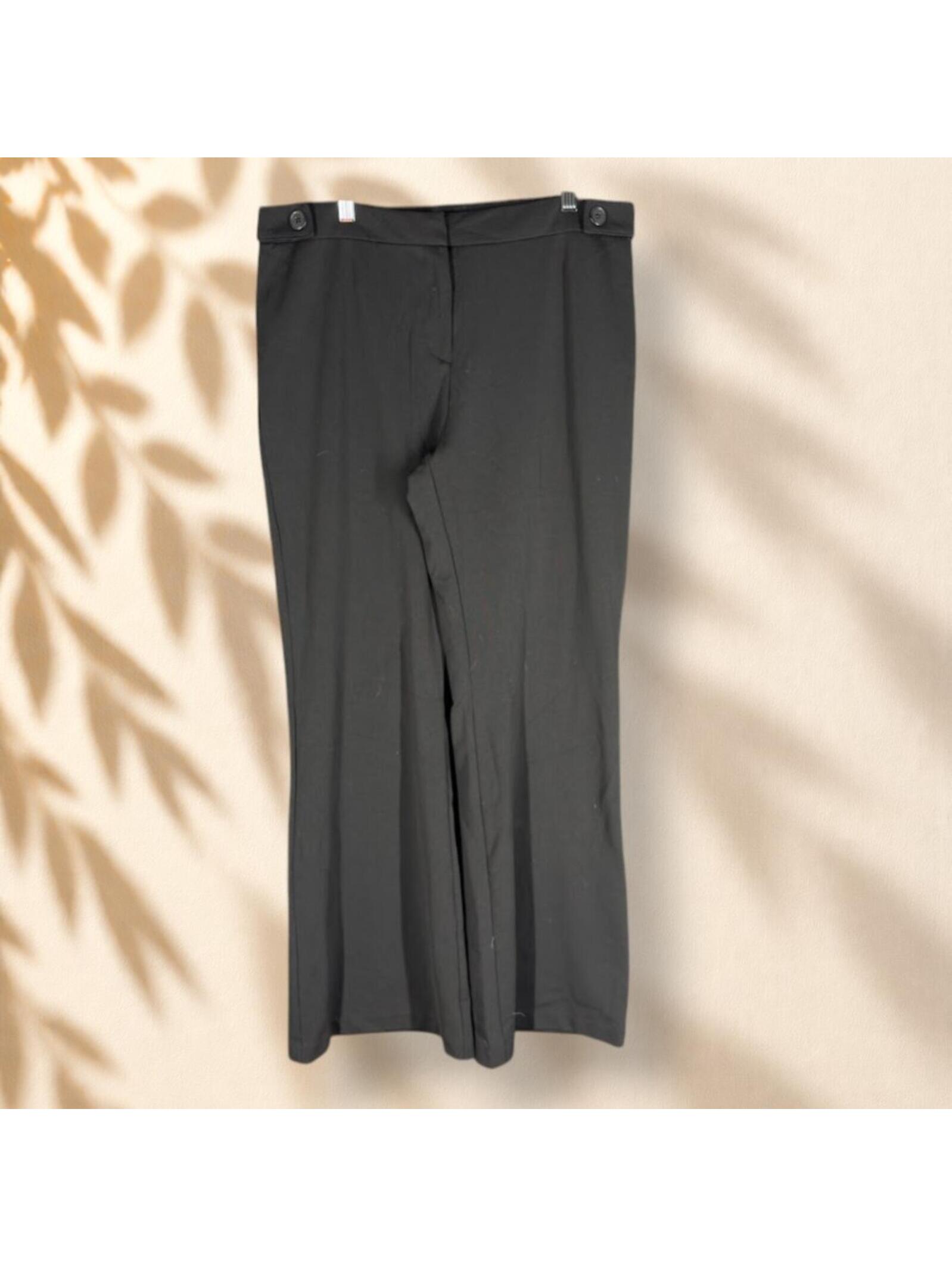 Express Dress Pants Women 11/12 Black Mid Rise Flat Front Wide Leg Classic